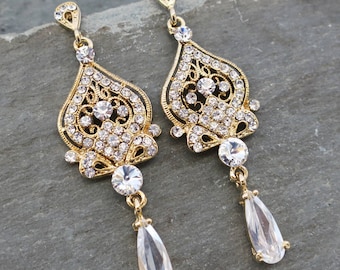 Classic Elegant Statement Chandelier Earrings Vintage Style Jewellery, Hollywood Red Carpet Art Deco Style Earrings  - 'ALISA'