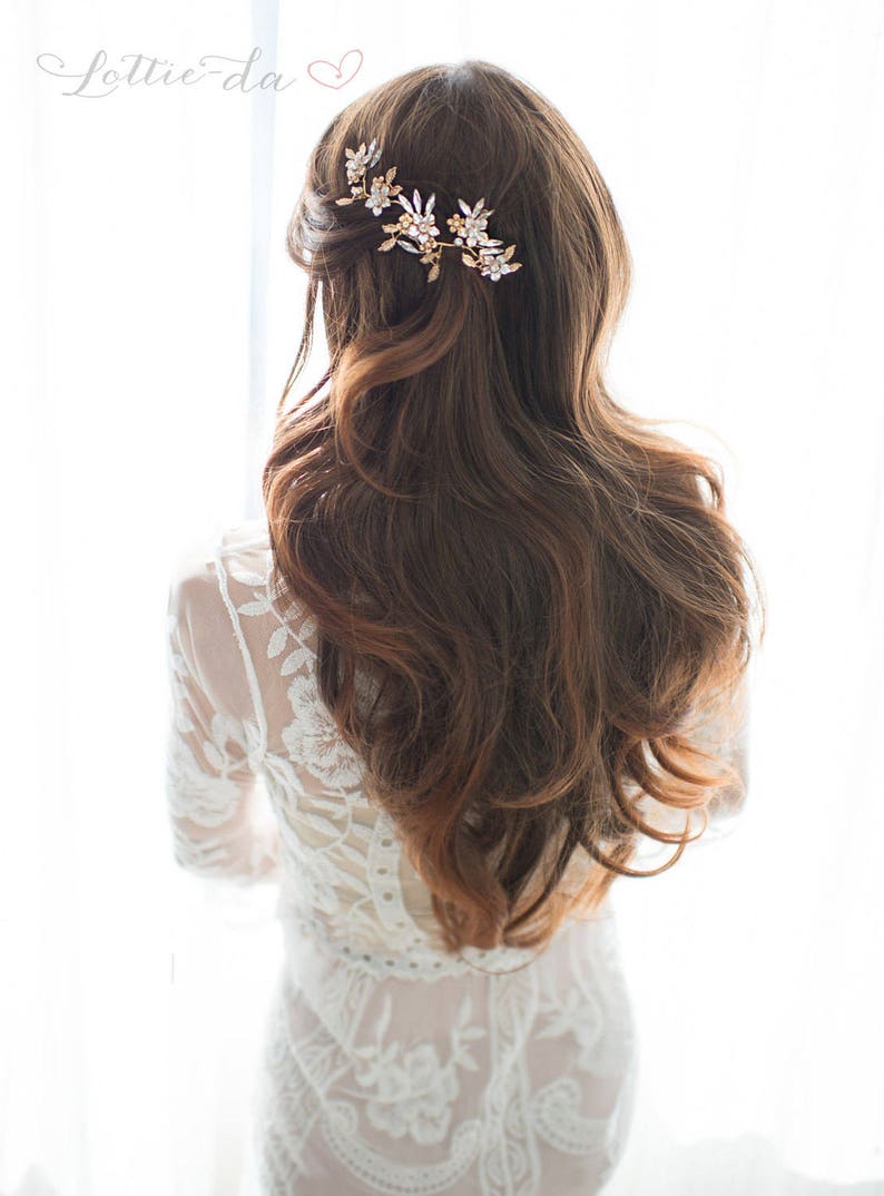 Champagne Gold Flower Hair Wreath Copper Boho Wire Hair Vine Headpiece Silver /'FAWN/' Gold Bridal Headband Wedding Headband
