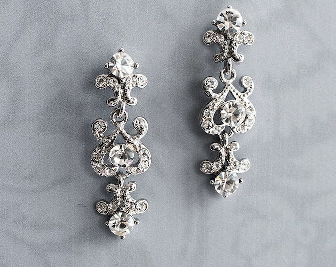 Vintage Style Bridal Earrings Wedding Small Chandelier Etsy