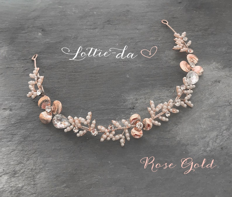 Grecian Gold Hair Wreath Gold Silver Rose Gold Boho Hair Half Halo Hair Vine /'EMBER/' Vintage Style Wedding Hair Vine Flower headband