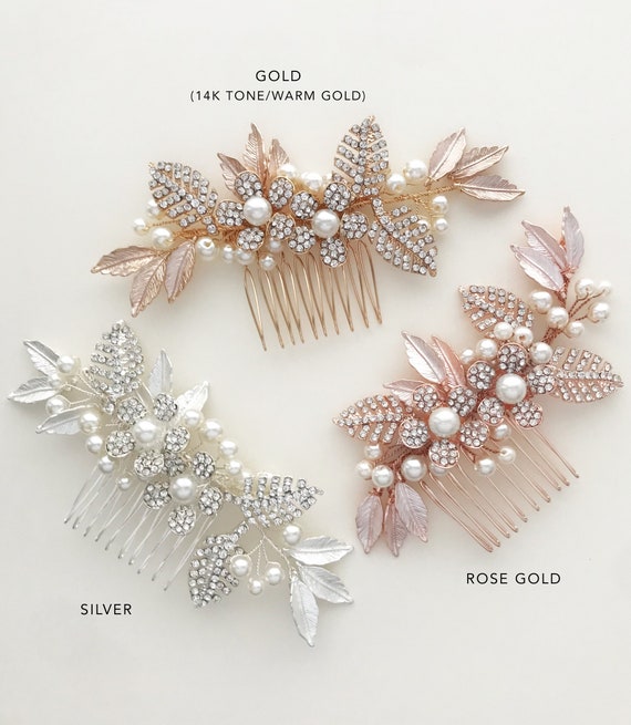Wedding Hair Comb Crystal, Pearl, Bridal Accessory Flower  display picture 1