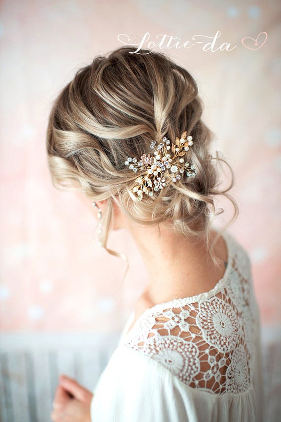 Gold Wedding Hair Accessories Bridal Pearl Flower Hair Comb - Etsy Gold Wedding Hair Accessories Bridal Pearl Flower Hair Comb - Etsy