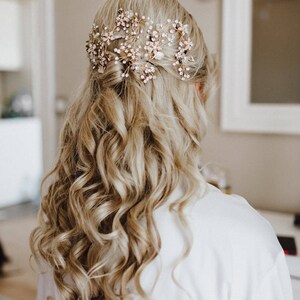 Bendable Long Hair Vine Flower Wedding Headpiece, Boho Bridal Hair Crown, Hair Wreath, Halo, Gold, Rose Gold, Silver 'VIOLETTA LONG' image 3
