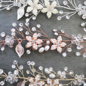 Bendable Long Hair Vine Flower Wedding Headpiece, Boho Bridal Hair Crown, Hair Wreath, Halo, Gold, Rose Gold, Silver 'VIOLETTA LONG' image 7