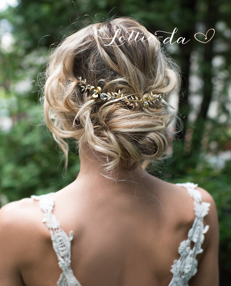 Grecian Gold Hair Wreath Gold Silver Rose Gold Boho Hair Half Halo Hair Vine /'EMBER/' Vintage Style Wedding Hair Vine Flower headband