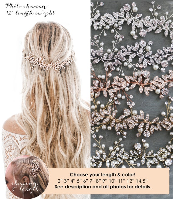 lowest price ever boho wedding hair accessory bridal hair vine with leaves  pearls crystals  'lyra'