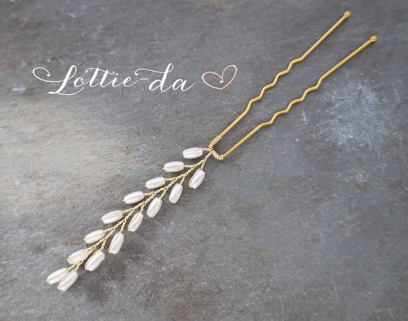 Boho hair accessory Pearl Gold Hair Pin Set /'SKYE/' Wedding Hair Pin Set Bridesmaid Hair Pin