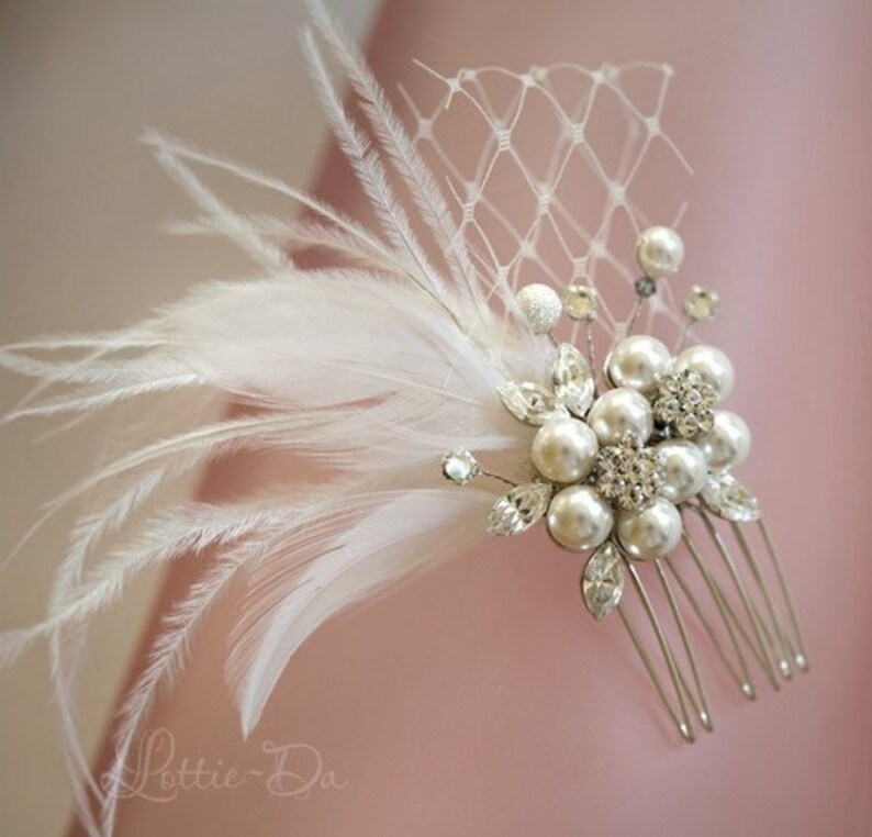 Vintage Wedding Hair Comb Bridal Hair Comb Pearl Feather Etsy
