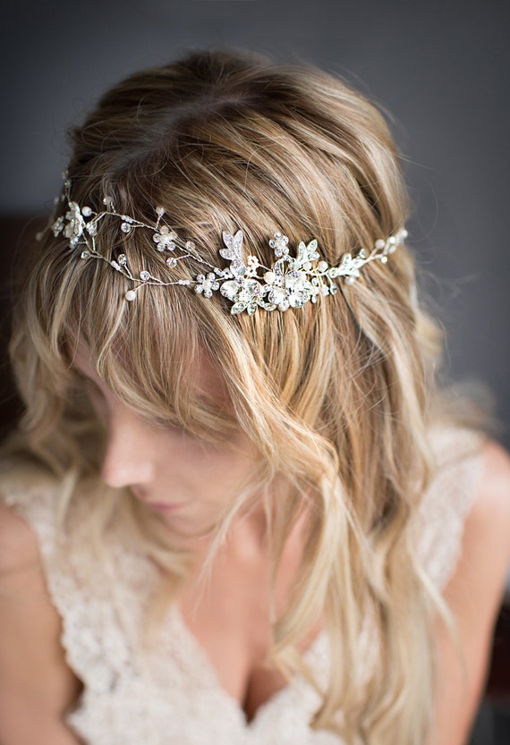 Gold Hair Vine, Boho Half Halo, Rose Gold, Gold, Silver Half 