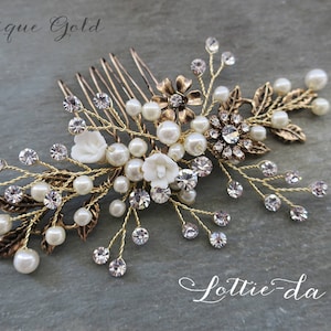 Boho Wedding Hair Comb in Antique Gold, Gold, Antique Gold, Rose Gold, Silver, Antique Silver, "Zara"