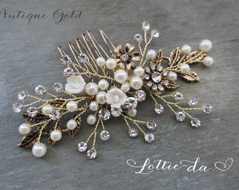 Boho Wedding Hair Comb in Antique Gold, Gold, Antique Gold, Rose Gold, Silver, Antique Silver, "Zara"