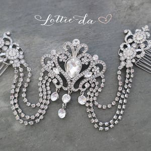 Vintage Style Wedding Draped  Bridal Grecian Hair Comb Chain in Silver - "Victoria"