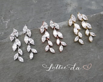 Bridesmaids Earrings Gift, Wedding Dangling Earrings, Leaf Bridal Earrings, "Avita"