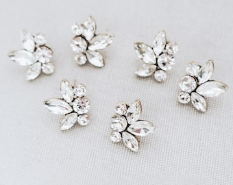 Classic Aesthetic Earrings for Bridesmaids, Brides, Vintage Antique Style Marquise Crystals, Mid size wedding stud for bridal party -'ELITA'