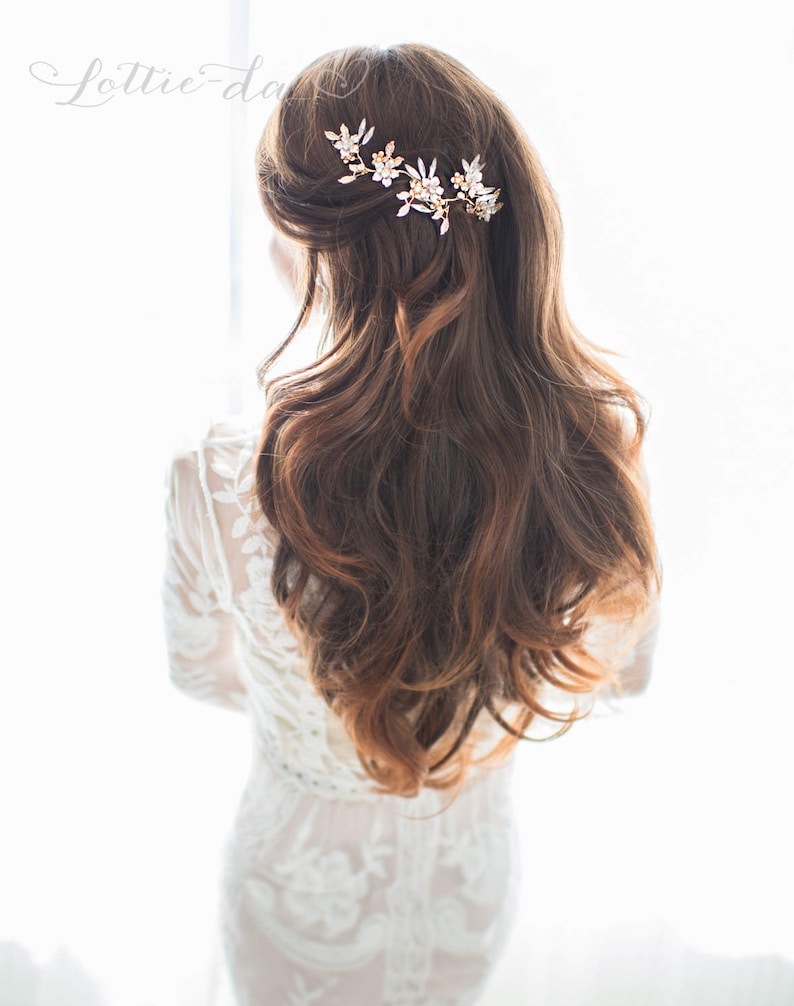 Champagne Gold Flower Hair Wreath Copper Boho Wire Hair Vine Headpiece Silver /'FAWN/' Gold Bridal Headband Wedding Headband