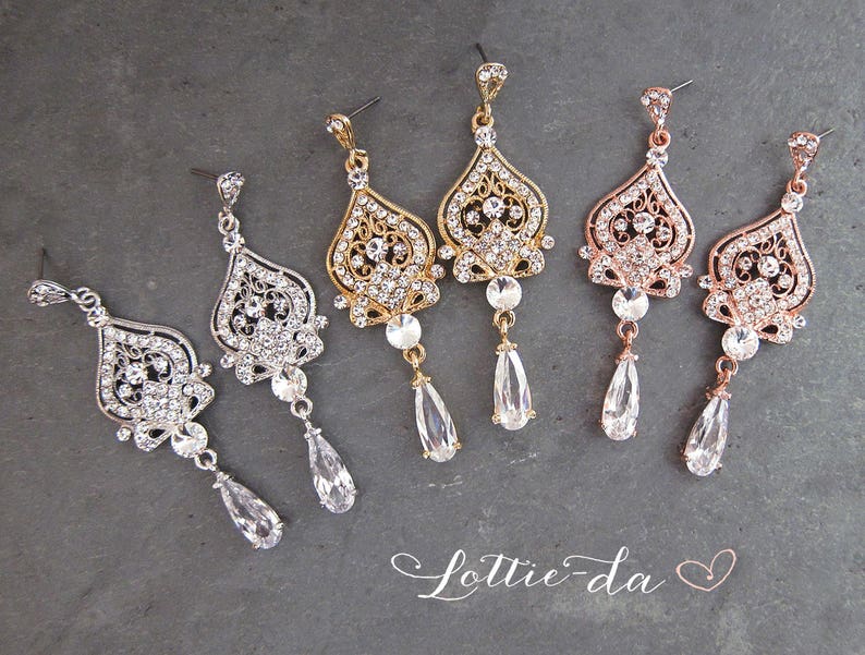 Wedding Chandelier Earrings, Bridal Earrings, Pearl Chandelier Earrings, Vintage Style Wedding Earrings 'ALISA' image 6