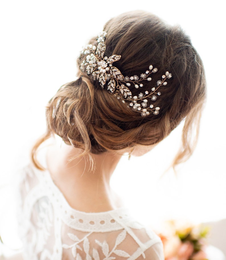 Boho Bridal Headpiece, Antique Vintage Wedding Hair Accessory, Boho Bridesmaid Hair Comb, Emmaline image 4