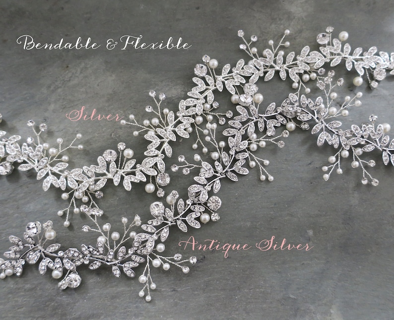 Boho Beaded Leaf Crystal Hair Vine Boho Wedding Headpiece Bridal Hair Wreath Halo Wedding Pearl Hair Vine Lyra