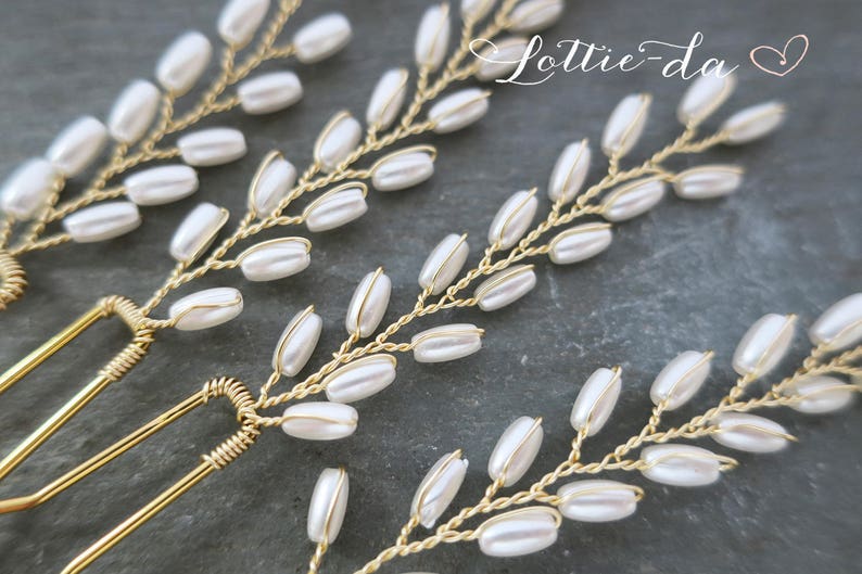 Boho hair accessory Pearl Gold Hair Pin Set /'SKYE/' Wedding Hair Pin Set Bridesmaid Hair Pin