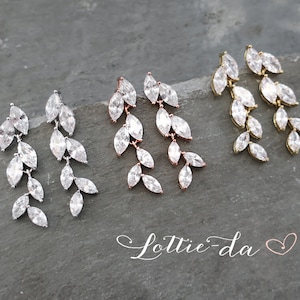 Pendientes nupciales colgantes de boda con diseño de hojas con cristales marquesa, pendientes de damas de honor de LottieDadesigns Avita imagen 4