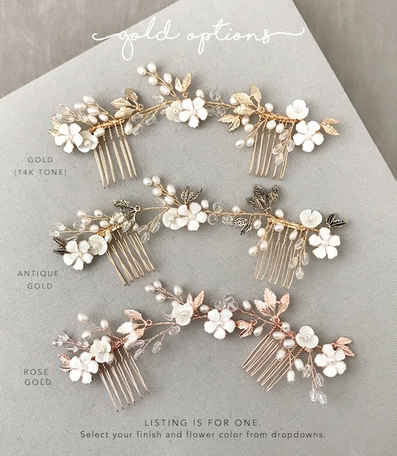 Boho Wedding Hair Vine, Bridal Hair Accessory, Floral Leaves Hair Comb, Gold, Rose Gold, Silver, Antique Silver, Antique Gold  - 'BELLA'