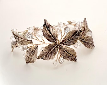 Wedding Bracelet for Boho Bride, Set options include Dangling Earring, Necklace, Bracelet, Hair Comb - "NAIDA"