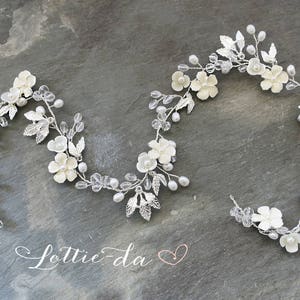 Bridal Hair Vine Wreath Halo, Wedding Flower Hair Vine Wedding, Wire Hair Vine, Silver Gold Rose Gold - 'BELLA'