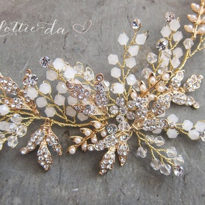 Tocado bohemio dorado, corona de flores de ópalo, dorado, dorado antiguo, oro rosa, corona de enredadera de plata antigua, diadema de boda - 'ZOYA'