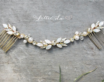 Wedding Hair Vine Comb with Clear and Opal Marquise Crystals, Boho Bridal Hair Comb, "Harmony"'