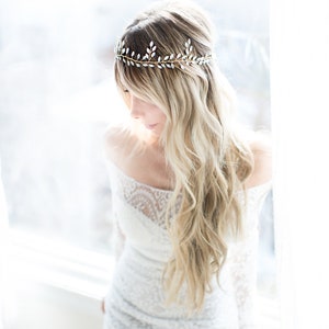 Boho Opal Wedding Hair Accessory Hair Vine, Headband or Halo Wreath Vine in Gold, Silver or Rose Gold Zaria image 7