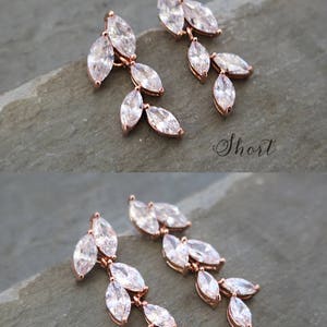 Pendientes nupciales colgantes de boda con diseño de hojas con cristales marquesa, pendientes de damas de honor de LottieDadesigns Avita imagen 3