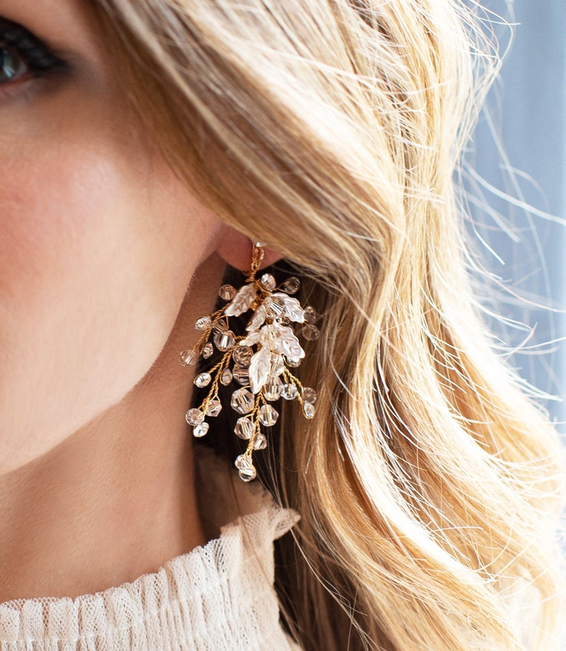 Wedding Vine Earrings Leaf Bridal Vine Earrings Wedding Etsy