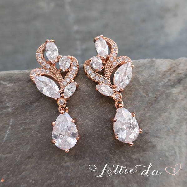 Vintage Style Crystal Wedding Earrings, Vintage Style 1920s Gatsby Bridal Earrings, Bridesmaid Wedding Earrings - 'ALLURA'