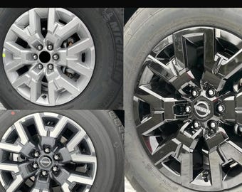 Gloss Black Wheel Accents compatible with the 2022-26 Nissan Frontier SV 17" Alloy Wheel. Installation Video Included!