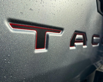Two Color Decals Graphic Stripe for the Tailgate of a 2024-26 Toyota Tacoma. Installation Video and Customization Available.