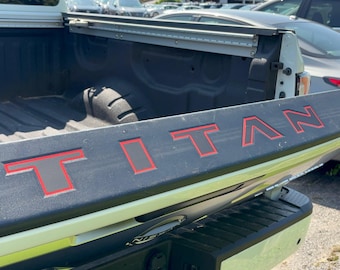 Tailgate Decal Graphic for the Indents on the Tailgate Cap of a 2016 to 2024 Nissan Titan. Installation Video and Transfer Material Included