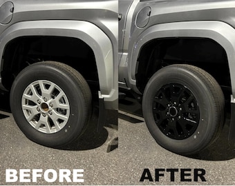 Gloss Black Wheel Accents Compatible with the 2024-2026 Toyota Tacoma. Installation Video Included! Hard ABS Cover, not a vinyl overlay!