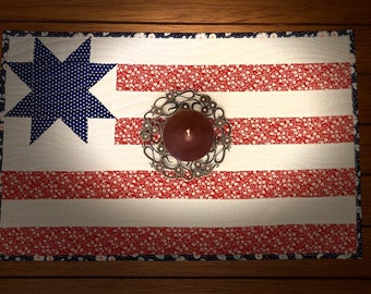 Table Runner Fourth of July handmade flag table topper 4th of July Patriotic
