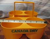 Vintage Advertising Canada Dry CARRIER Transport for 4 Plastic Soda Tonic Bottles retro corner market grocery store decor orange mid century