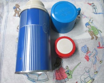 Vintage KEAPSIT Blue Metal Thermos: 10 Oz Mid-Century Drinkware
