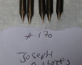Five Vintage JOSEPH GILLOTTS # 170 England Wattanty Fountain Pen NIBS writing calligraphy writing calligraphy clean