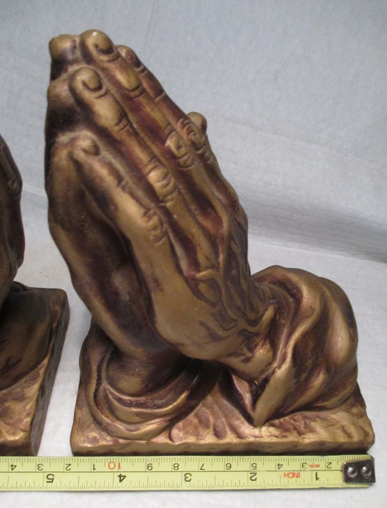 Vintage PRAYING HANDS BOOKENDS Christian Religious Decor Etsy