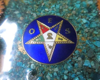 Vintage OES Eastern Star Jewelry Box: Walnut Decoration, Velvet Interior