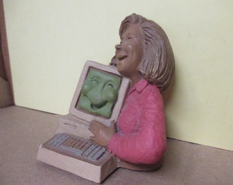 Vintage Sculpture paperweight Computer Friendly Female by Cairn 1993 # 8054