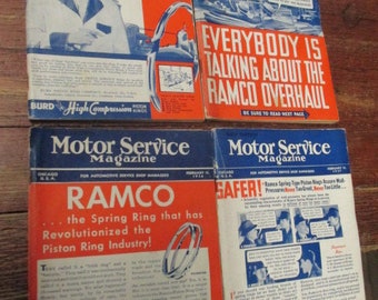four Vintage Motor Service Magazines Lot: 1930s Automotive Shop Ephemera