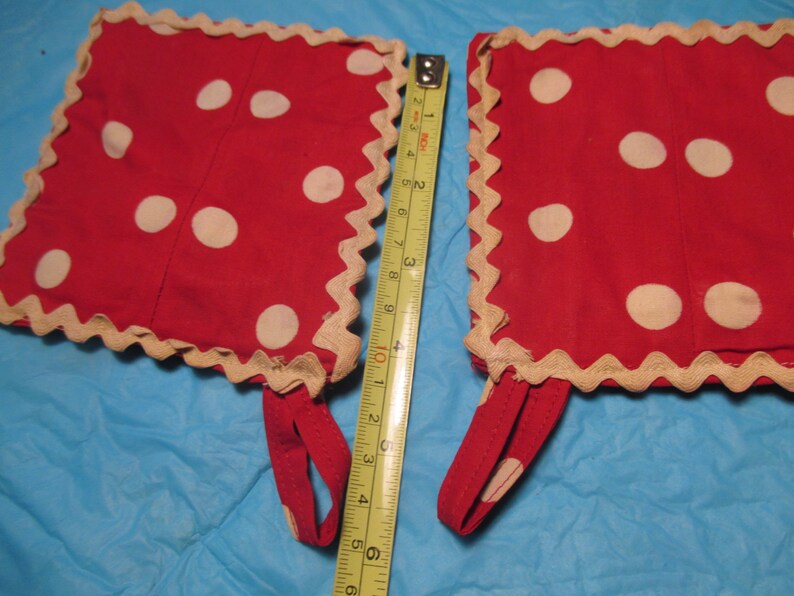 2 Potholder Oven Mitts Red White Polka Dot Vintage Etsy