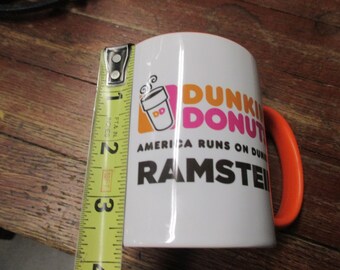 Vintage Dunkin Donuts Coffee Mug Cup US Military Bases RAMSTEIN America Runs on Dunkin restaurantware diner collectible