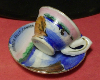 Vintage NIAGARA FALLS MEMORABILIA Miniature Cup & Saucer Niagara Falls souvenir Canada Parkdale Novelty collectible