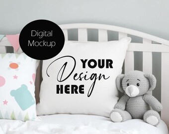 Children's Pillow Mockup Cushion Mockup Stock photo Mock up Sublimation Cushion Digital Download JPG