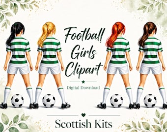 Football Girls Scottish Kits Digital Download, Football Clipart, Sublimation Designs, Football Designs, Football Design, Printable Graphic